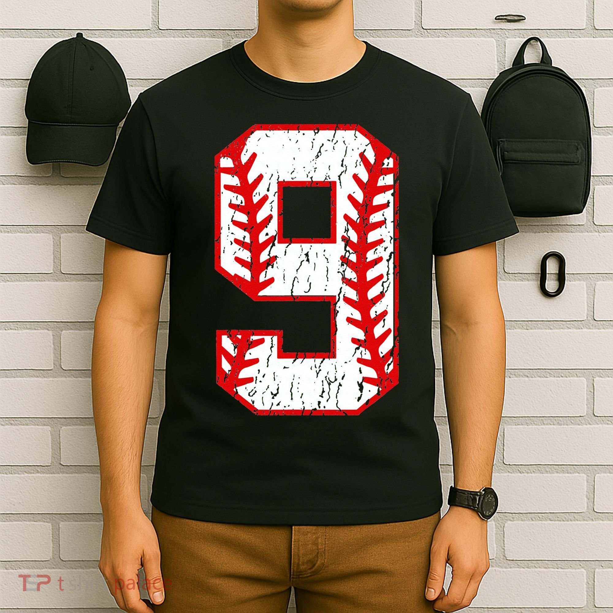 9th Birthday Baseball Big Number Nine 9 Year Old T-Shirt