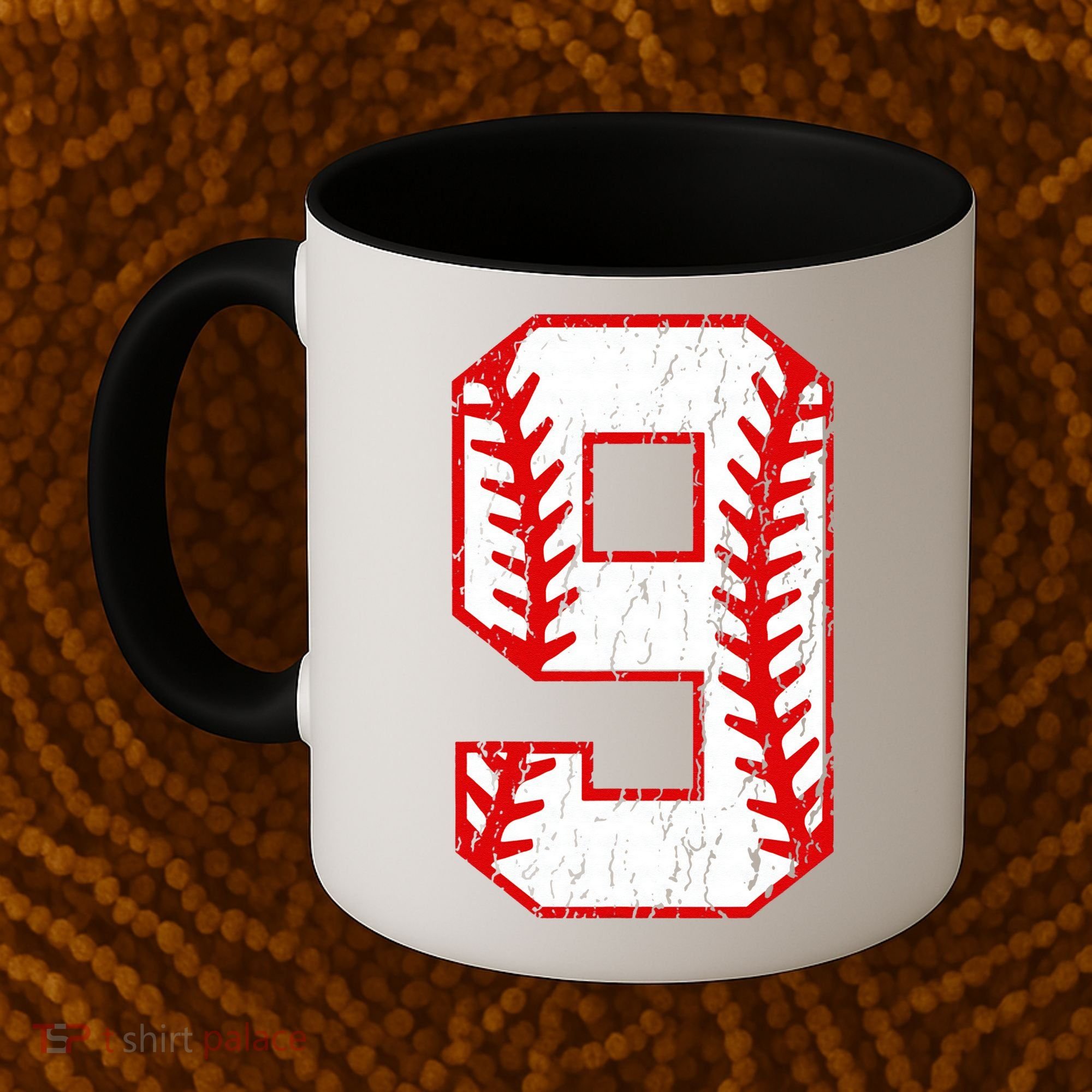 9th Birthday Baseball Big Number Nine 9 Year Old Coffee Mug