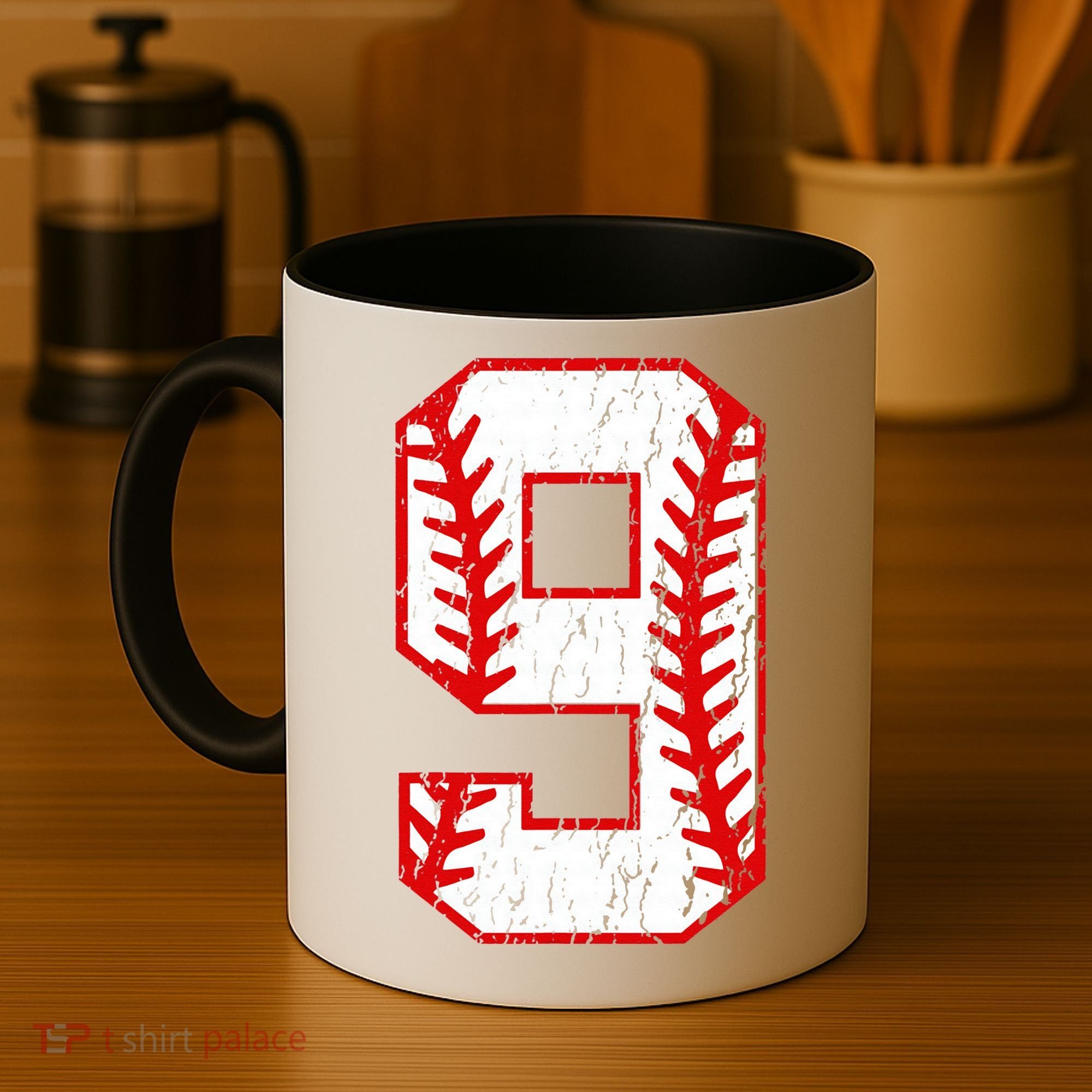 9th Birthday Baseball Big Number Nine 9 Year Old Coffee Mug