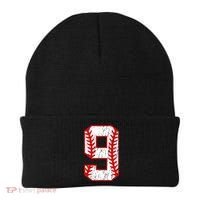 9th Birthday Baseball Big Number Nine 9 Year Old Beanie thumb 0
