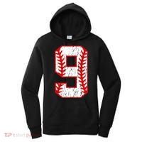9th Birthday Baseball Big Number Nine 9 Year Old Women's Hoodie thumb 0