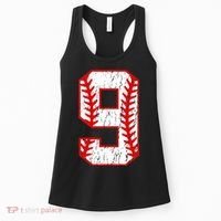 9th Birthday Baseball Big Number Nine 9 Year Old Women's Tank Top thumb 0