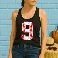 9th Birthday Baseball Big Number Nine 9 Year Old Women's Tank Top thumb 2
