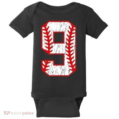 9th Birthday Baseball Big Number Nine 9 Year Old Baby Bodysuit