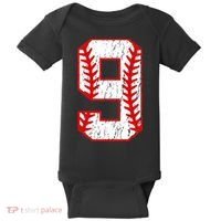 9th Birthday Baseball Big Number Nine 9 Year Old Baby Bodysuit thumb 0