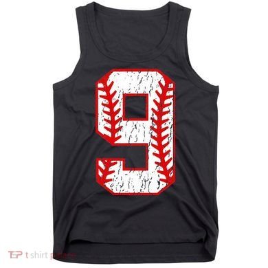9th Birthday Baseball Big Number Nine 9 Year Old Tank Top