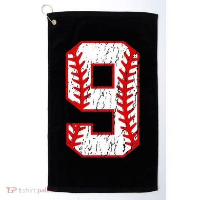 9th Birthday Baseball Big Number Nine 9 Year Old Golf Towel