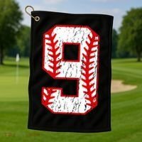 9th Birthday Baseball Big Number Nine 9 Year Old Golf Towel thumb 1