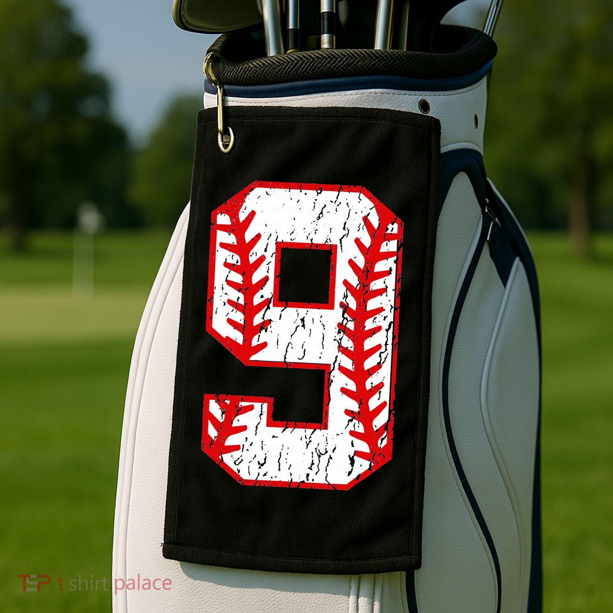9th Birthday Baseball Big Number Nine 9 Year Old Golf Towel