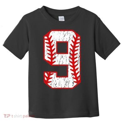9th Birthday Baseball Big Number Nine 9 Year Old Toddler T-Shirt