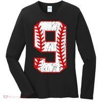 9th Birthday Baseball Big Number Nine 9 Year Old Women's Long Sleeve Shirt thumb 0