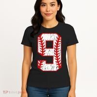 9th Birthday Baseball Big Number Nine 9 Year Old Women's T-Shirt thumb 4
