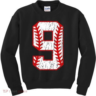 9th Birthday Baseball Big Number Nine 9 Year Old Kids Sweatshirt