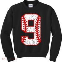 9th Birthday Baseball Big Number Nine 9 Year Old Kids Sweatshirt thumb 0