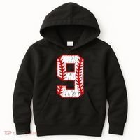 9th Birthday Baseball Big Number Nine 9 Year Old Kids Hoodie thumb 0