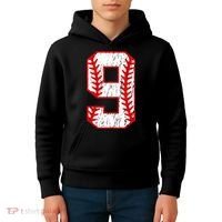 9th Birthday Baseball Big Number Nine 9 Year Old Kids Hoodie thumb 4