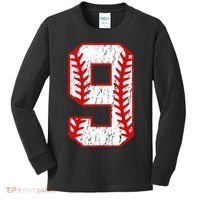 9th Birthday Baseball Big Number Nine 9 Year Old Kids Long Sleeve Shirt thumb 0