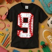 9th Birthday Baseball Big Number Nine 9 Year Old Kids T-Shirt thumb 3