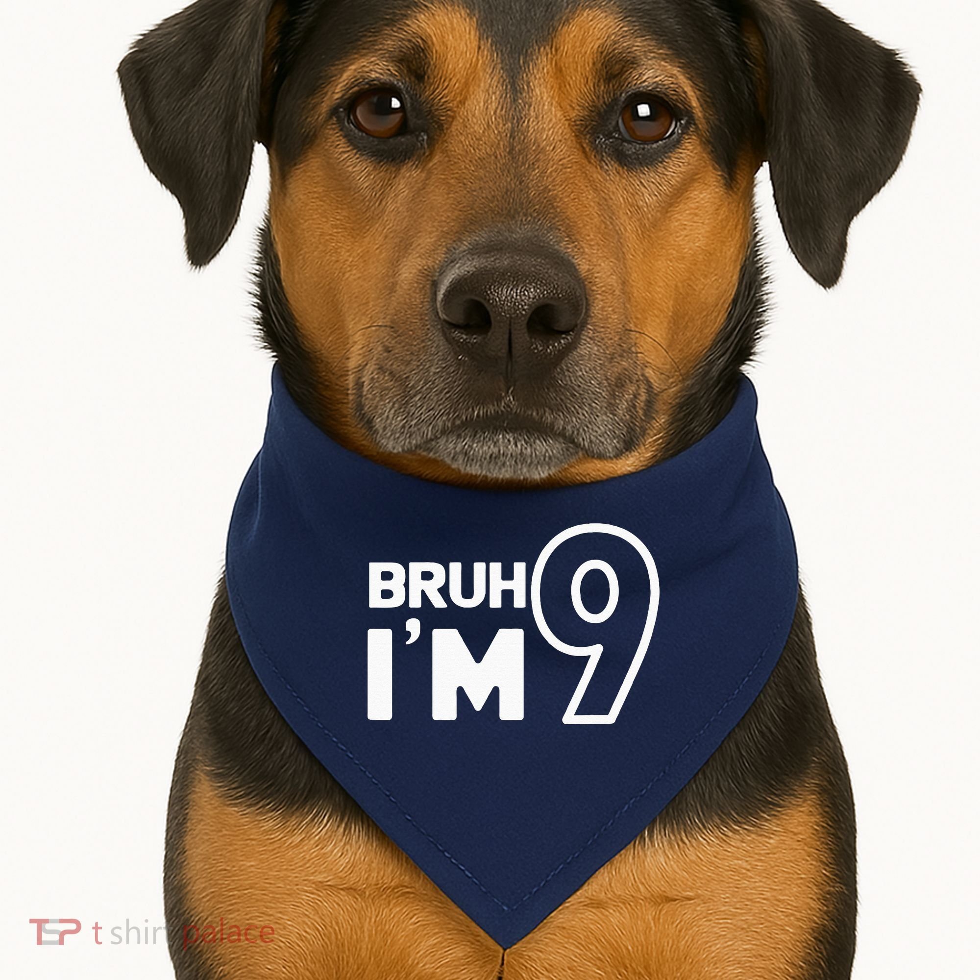 9th Birthday Bruh I’m 9 Year Old Nine Nineth Party USA-Made Doggie Bandana