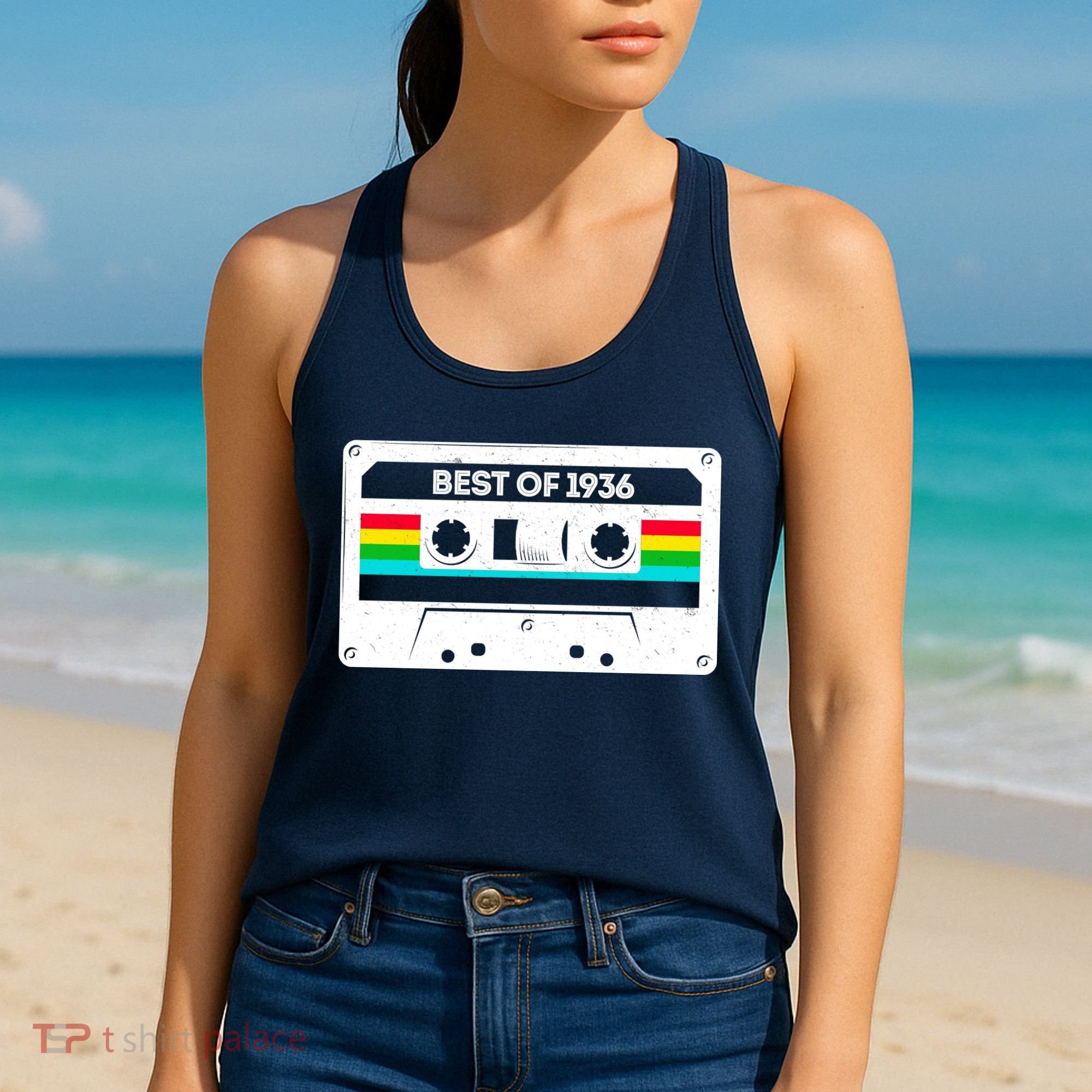 90th Birthday Best Of 1936 Cassette Mix Tape  Women's Tank Top