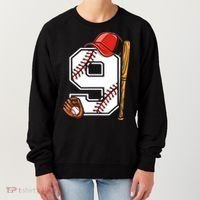9th Birthday Baseball Big Number Nine 9 Year Old Boy Gir Women's Sweatshirt thumb 0