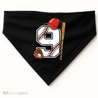 9th Birthday Baseball Big Number Nine 9 Year Old Boy Gir USA-Made Doggie Bandana thumb 0
