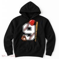 9th Birthday Baseball Big Number Nine 9 Year Old Boy Gir Hoodie thumb 0
