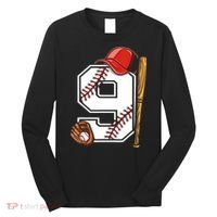 9th Birthday Baseball Big Number Nine 9 Year Old Boy Gir Long Sleeve Shirt thumb 0