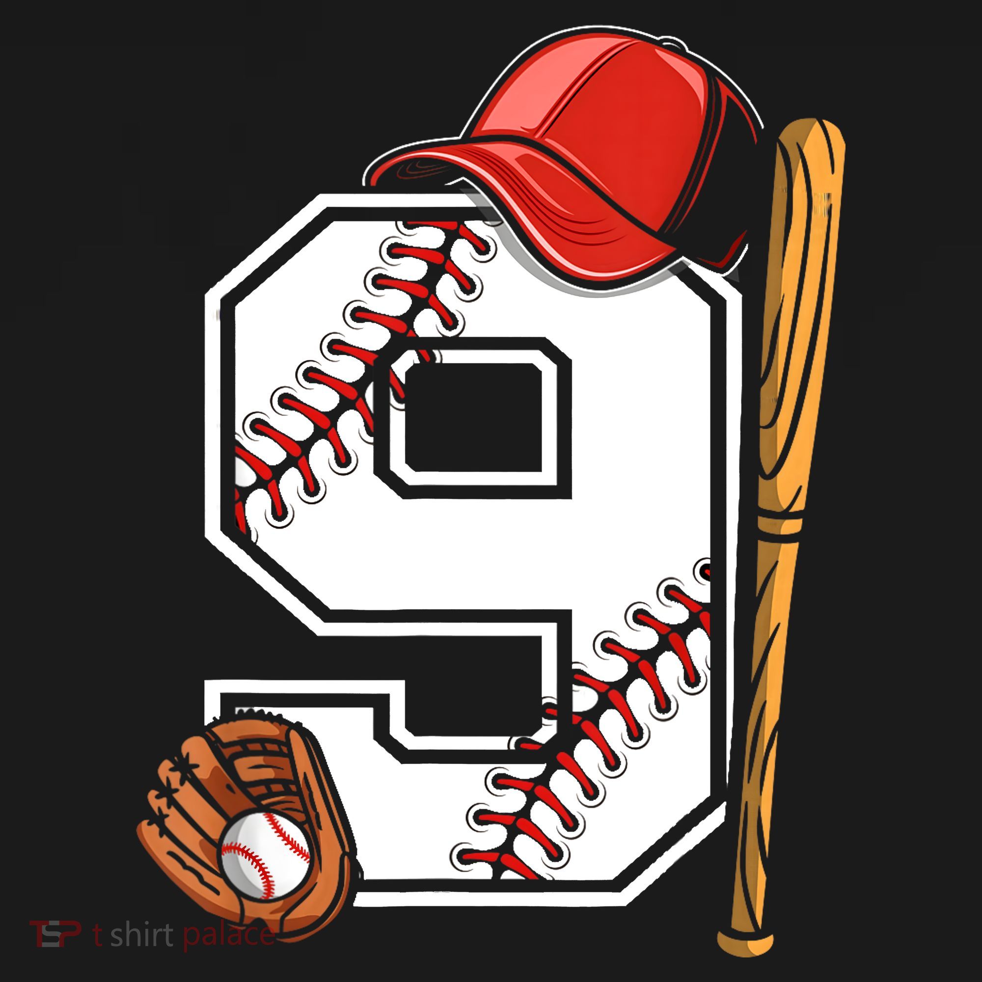 9th Birthday Baseball Big Number Nine 9 Year Old Boy Gir Long Sleeve Shirt