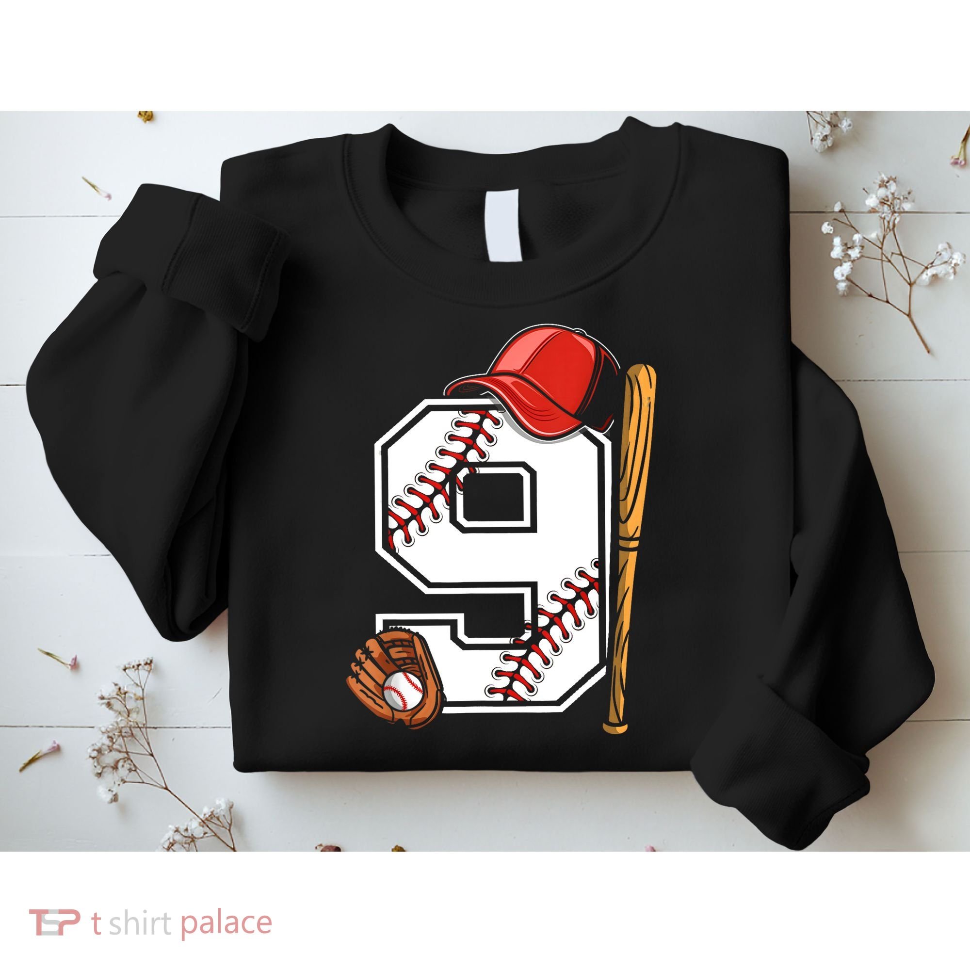 9th Birthday Baseball Big Number Nine 9 Year Old Boy Gir Sweatshirt
