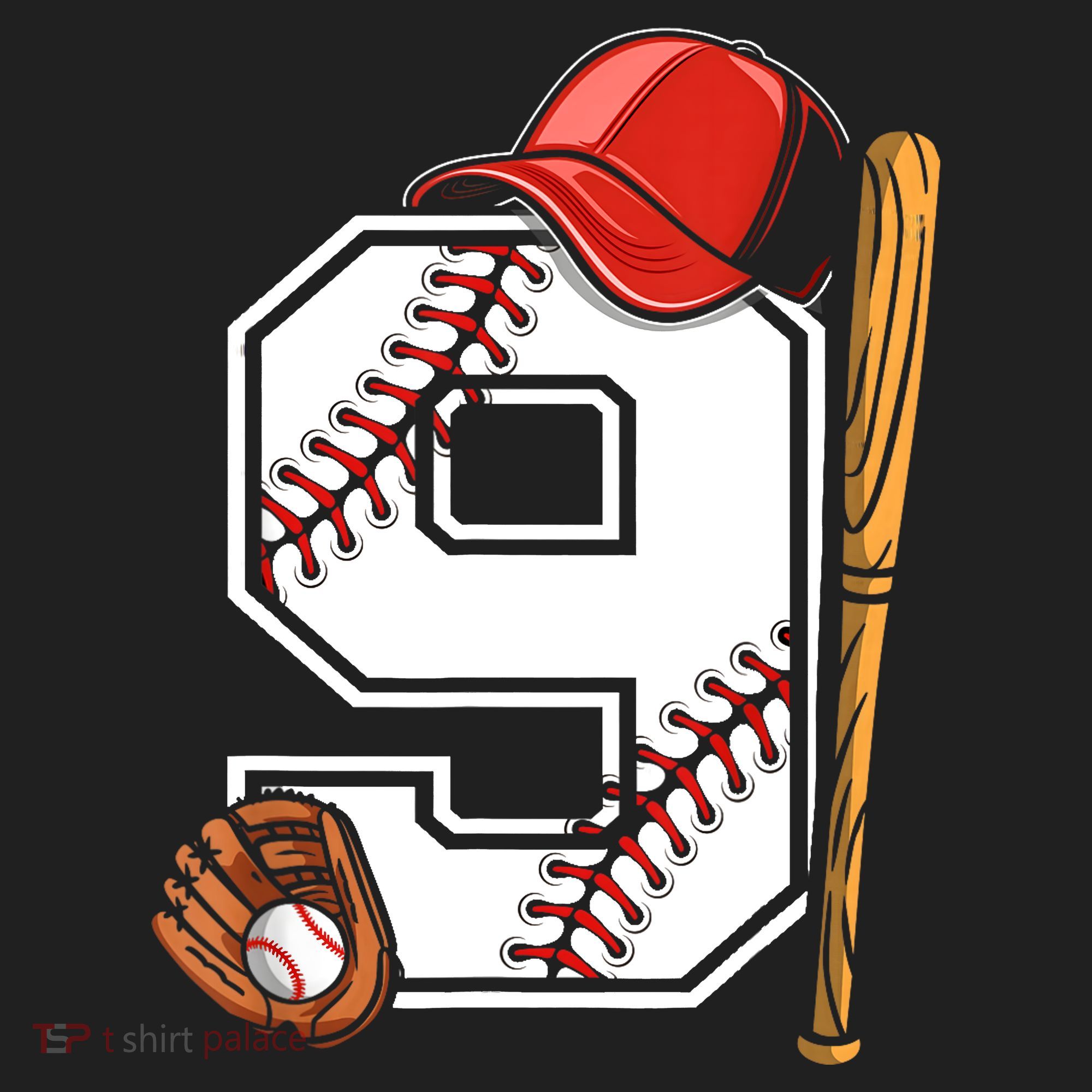9th Birthday Baseball Big Number Nine 9 Year Old Boy Gir Beanie