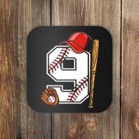 9th Birthday Baseball Big Number Nine 9 Year Old Boy Gir Coaster thumb 0
