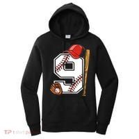 9th Birthday Baseball Big Number Nine 9 Year Old Boy Gir Women's Hoodie thumb 0