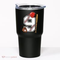 9th Birthday Baseball Big Number Nine 9 Year Old Boy Gir Tumbler thumb 0