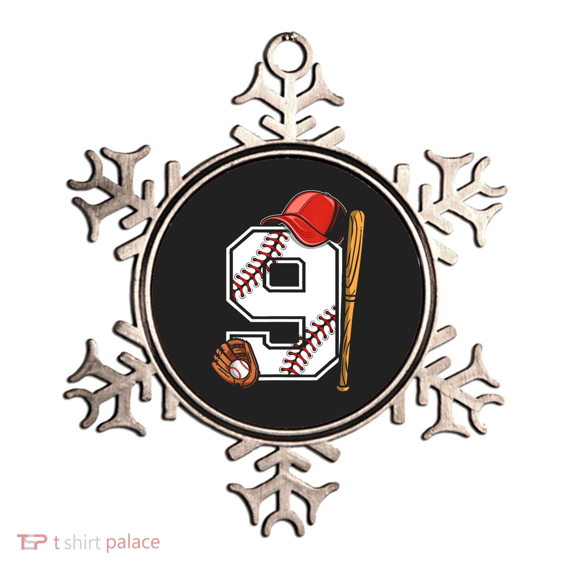 9th Birthday Baseball Big Number Nine 9 Year Old Boy Gir Ornament
