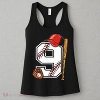 9th Birthday Baseball Big Number Nine 9 Year Old Boy Gir Women's Tank Top thumb 3