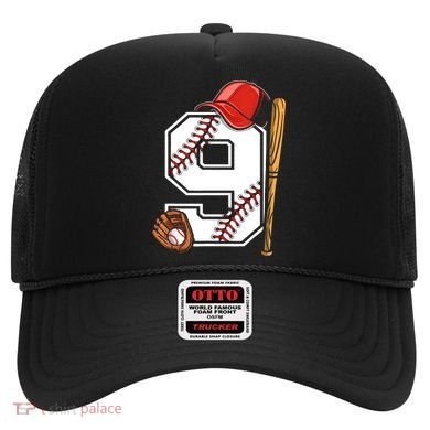 9th Birthday Baseball Big Number Nine 9 Year Old Boy Gir Hat