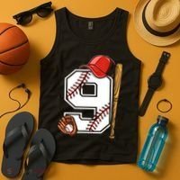 9th Birthday Baseball Big Number Nine 9 Year Old Boy Gir Tank Top thumb 4