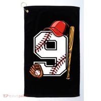 9th Birthday Baseball Big Number Nine 9 Year Old Boy Gir Golf Towel thumb 0