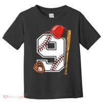 9th Birthday Baseball Big Number Nine 9 Year Old Boy Gir Toddler T-Shirt thumb 0