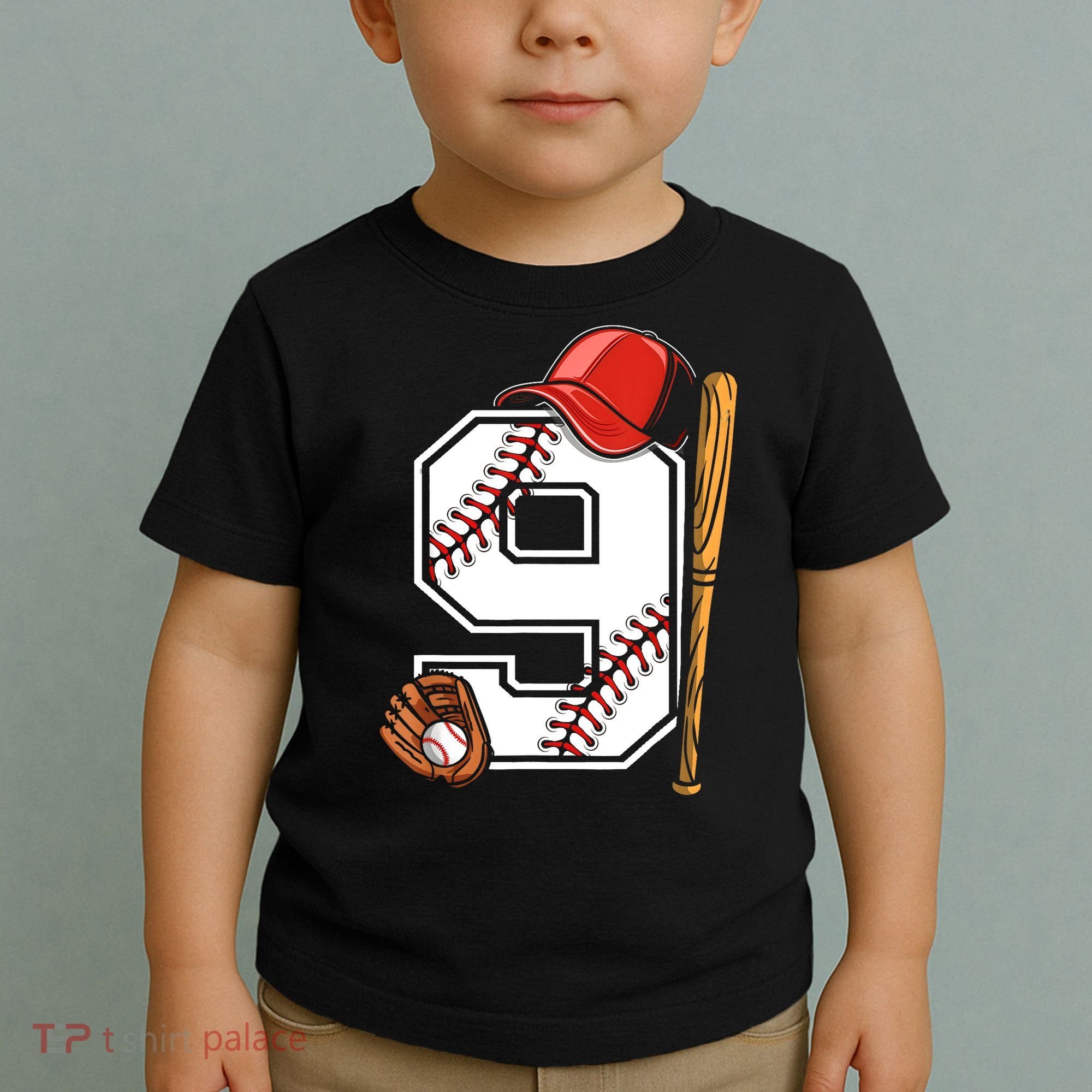 9th Birthday Baseball Big Number Nine 9 Year Old Boy Gir Toddler T-Shirt