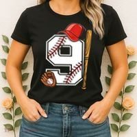 9th Birthday Baseball Big Number Nine 9 Year Old Boy Gir Women's T-Shirt thumb 2