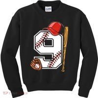 9th Birthday Baseball Big Number Nine 9 Year Old Boy Gir Kids Sweatshirt thumb 0