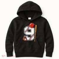 9th Birthday Baseball Big Number Nine 9 Year Old Boy Gir Kids Hoodie thumb 0
