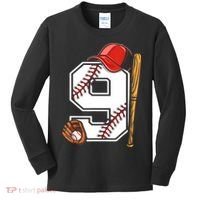 9th Birthday Baseball Big Number Nine 9 Year Old Boy Gir Kids Long Sleeve Shirt thumb 0