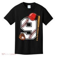 9th Birthday Baseball Big Number Nine 9 Year Old Boy Gir Kids T-Shirt thumb 0