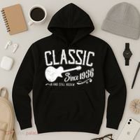 90th Birthday Classic Guitar Since 1936 And Still Rockin Hoodie thumb 3
