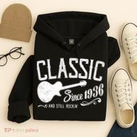 90th Birthday Classic Guitar Since 1936 And Still Rockin Hoodie thumb 4