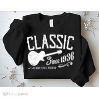 90th Birthday Classic Guitar Since 1936 And Still Rockin Sweatshirt thumb 2
