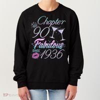90th Birthday Chapter 90 Fabulous Since 1936 Rhinestones Diamonds Women's Sweatshirt thumb 0